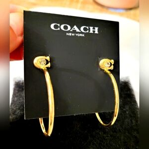 Coach Signature C Hoop Earrings 1.5"